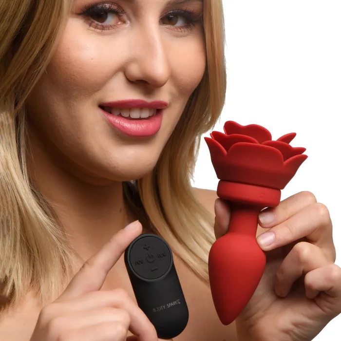 Male Sex Toys XR Brands Booty Sparks 28x Silicone Vibrating Rose Anal Plug With Remote Medium Male Sex Toys XR Brands Booty Sparks 28x Silicone Vibrating Rose Anal Plug With Remote Medium
