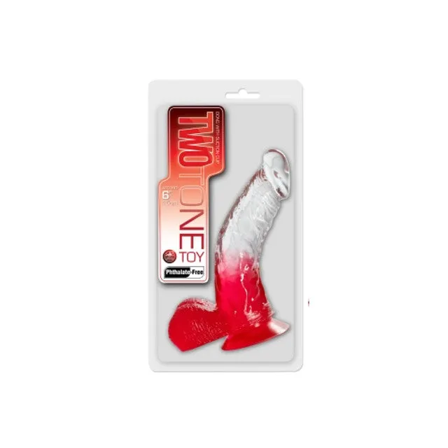 NMC Dildos TWO TONE 6 inch DONG Clear Red Dildo with Balls