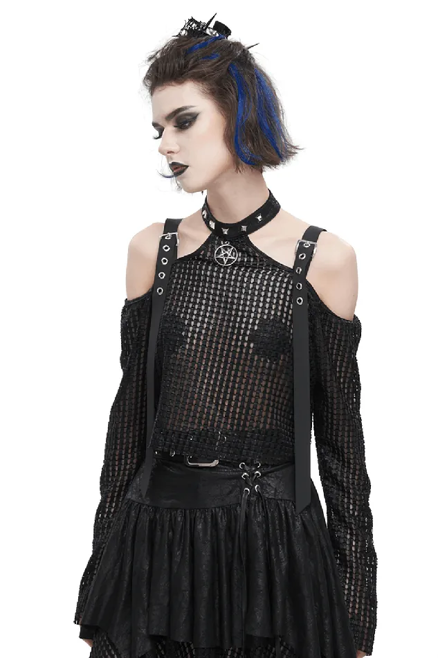 OffShoulder Halter Top With Pentagram And Buckle Straps EVEs SECRETS Male Sex Toys OffShoulder Halter Top With Pentagram And Buckle Straps EVEs SECRETS Male Sex Toys