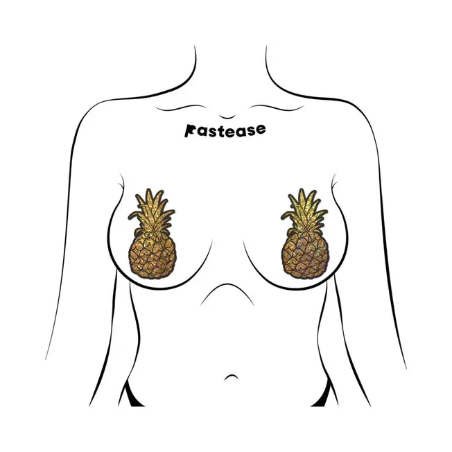 Pastease Gold Glitter Pineapple Nipple Pasties Pastease Vibrators