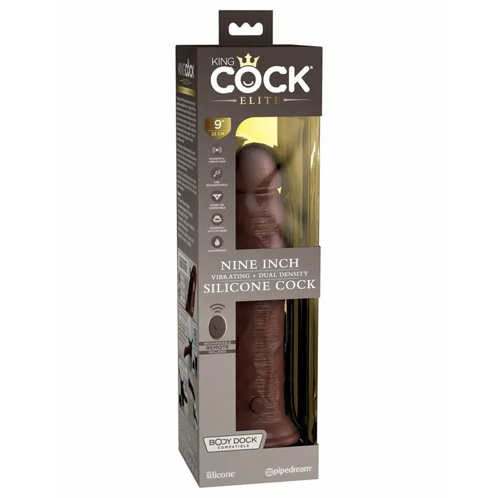 Pipedream King Cock Elite 9 Inch Vibrating Silicone Dual Density Cock With Remote Brown Female Sex Toys Pipedream King Cock Elite 9 Inch Vibrating Silicone Dual Density Cock With Remote Brown Female Sex Toys