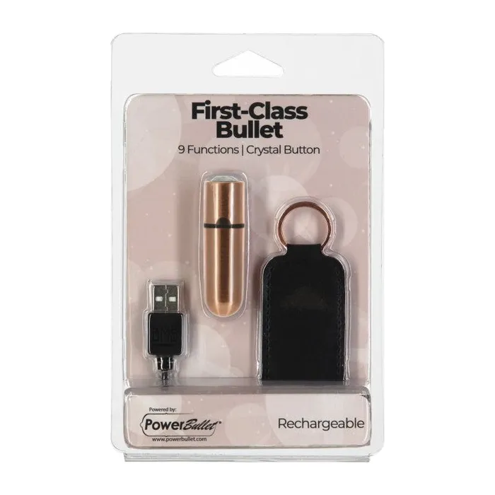 PowerBullet Vibrators Power Bullet First Class 6cm Rechargeable w Crystal Rose Gold Rose Gold