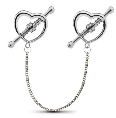 Scandals Adult Store Heart Vice Nipple Clamps for Bondage with Chain Smooth Finish Stainless Steel Perfect for BDSM Anal Scandals Adult Store Heart Vice Nipple Clamps for Bondage with Chain Smooth Finish Stainless Steel Perfect for BDSM Anal