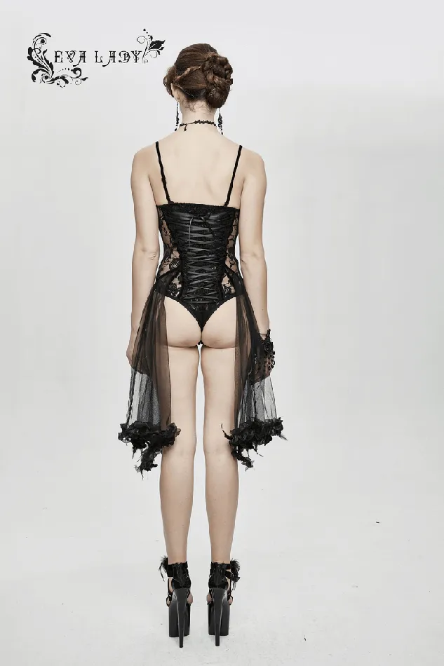 Sensual Lace Bodysuit Gothic Style Laceup Elastic Back EVEs SECRETS Couples