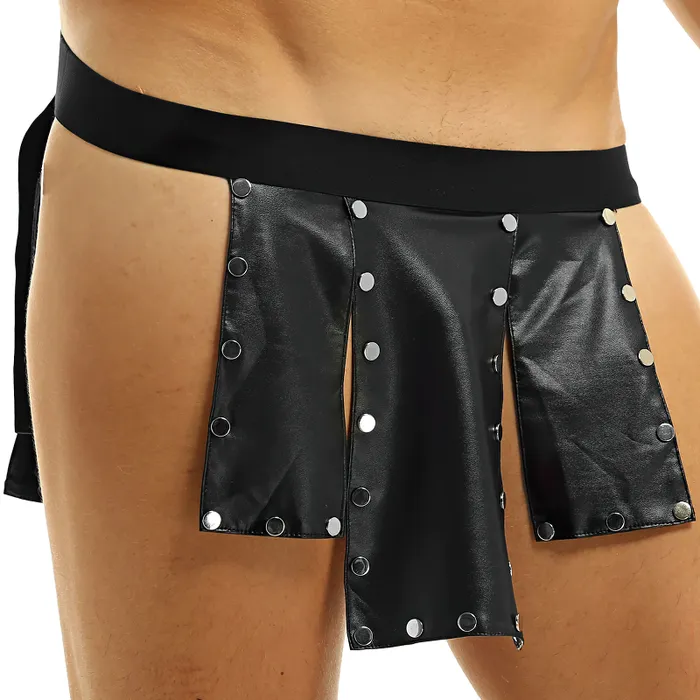 Sexy Gladiator Kilt with Rivets Faux Leather Split Design Skirt Mens Cosplay Costumes EVEs SECRETS Male Sex Toys Sexy Gladiator Kilt with Rivets Faux Leather Split Design Skirt Mens Cosplay Costumes EVEs SECRETS Male Sex Toys