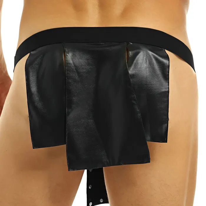 Sexy Gladiator Kilt with Rivets Faux Leather Split Design Skirt Mens Cosplay Costumes EVEs SECRETS Male Sex Toys