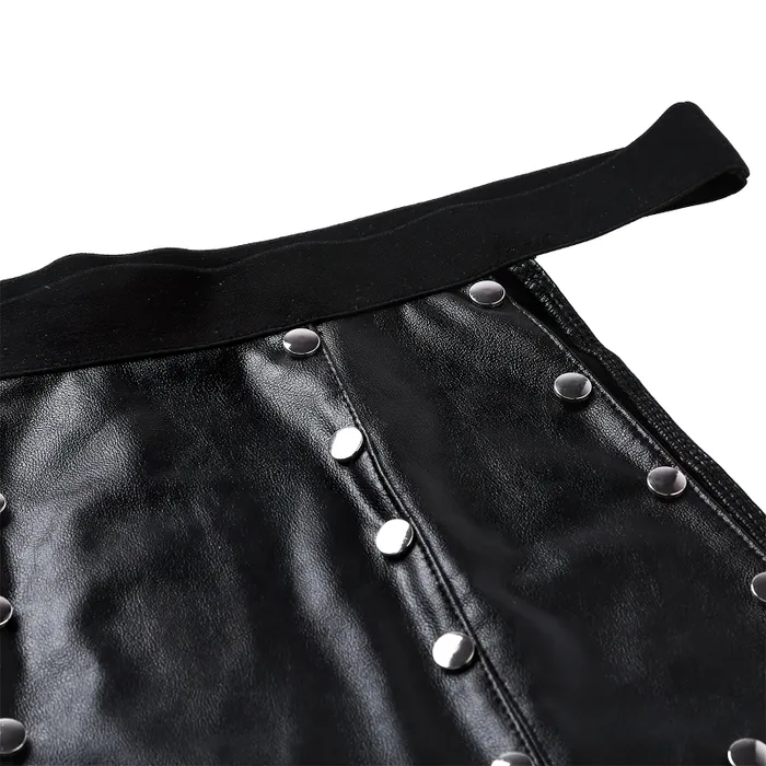Sexy Gladiator Kilt with Rivets Faux Leather Split Design Skirt Mens Cosplay Costumes EVEs SECRETS Male Sex Toys
