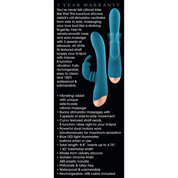 Shimmy and Shake Velvet Rabbit Blue Adam and Eve Vibrators Shimmy and Shake Velvet Rabbit Blue Adam and Eve Vibrators