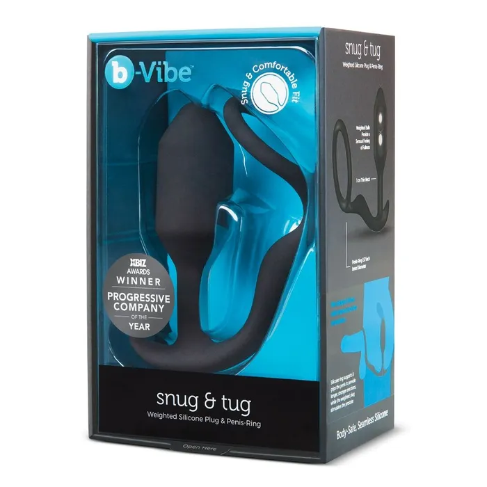 Anal bVibe Snug and Tug Weighted Butt Plug and Cock Ring Black bVibe
