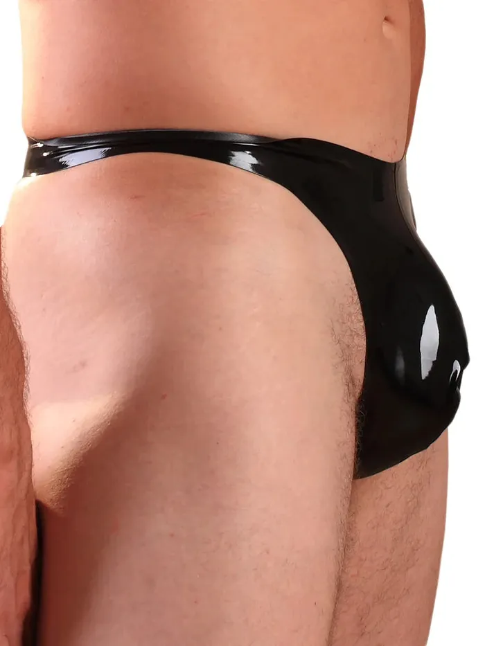 Anal Honour Latex Pouch Thong Black