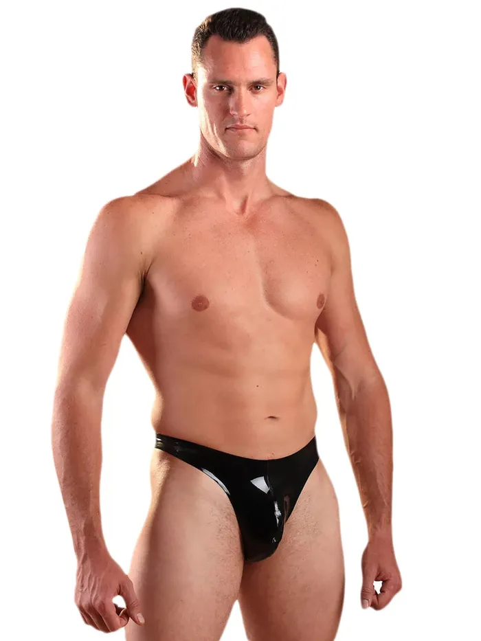 Anal Honour Latex Pouch Thong Black