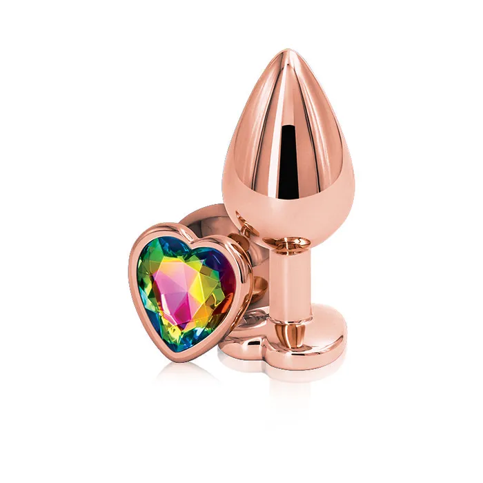 Anal NS Novelties Rear Assets Rose Gold Heart Plug Medium Rainbow