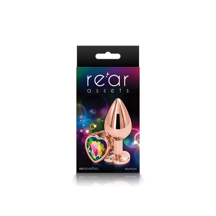 Anal NS Novelties Rear Assets Rose Gold Heart Plug Medium Rainbow Anal NS Novelties Rear Assets Rose Gold Heart Plug Medium Rainbow