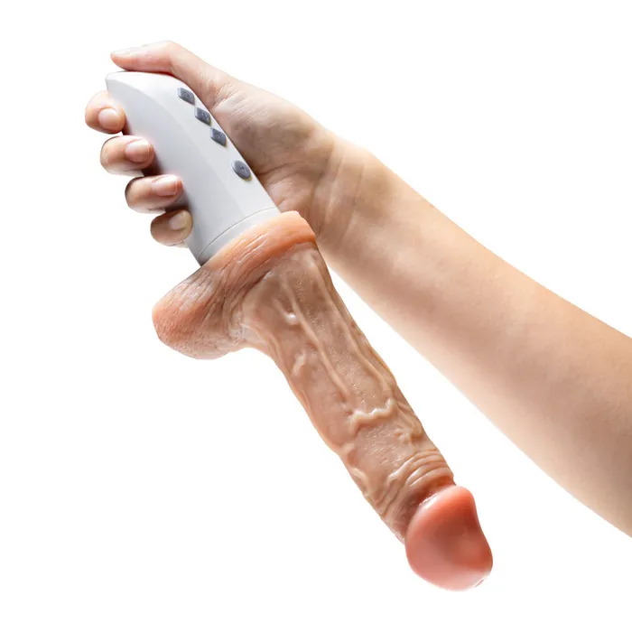 Female Sex Toys Blush Dr Hammer 7 Silicone Thrusting Dildo with Handle Beige
