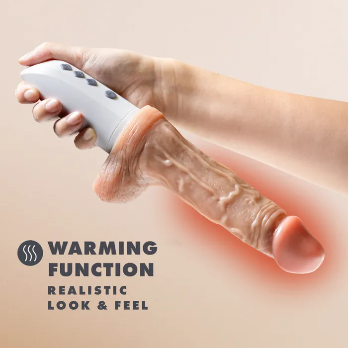 Female Sex Toys Blush Dr Hammer 7 Silicone Thrusting Dildo with Handle Beige
