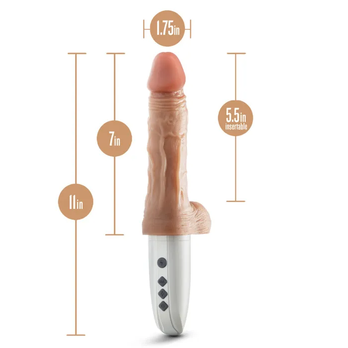 Female Sex Toys Blush Dr Hammer 7 Silicone Thrusting Dildo with Handle Beige
