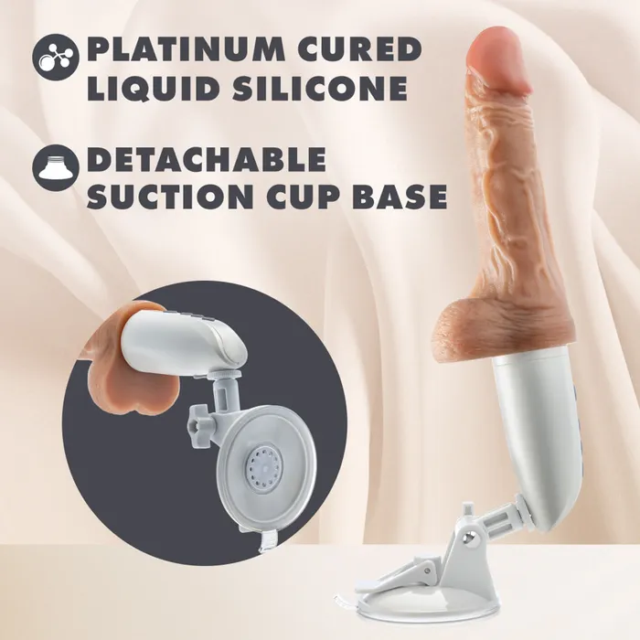 Female Sex Toys Blush Dr Hammer 7 Silicone Thrusting Dildo with Handle Beige