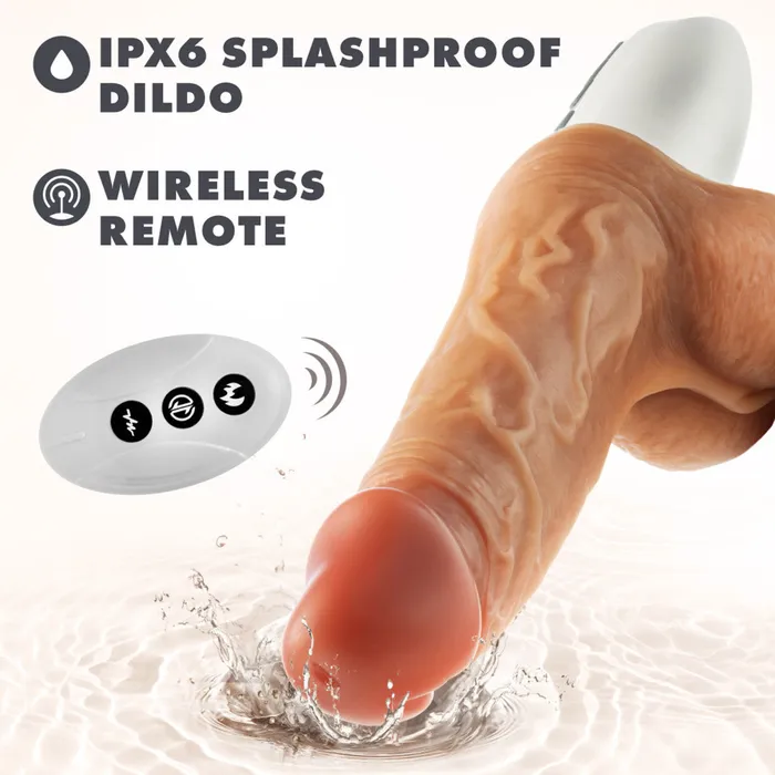 Female Sex Toys Blush Dr Hammer 7 Silicone Thrusting Dildo with Handle Beige
