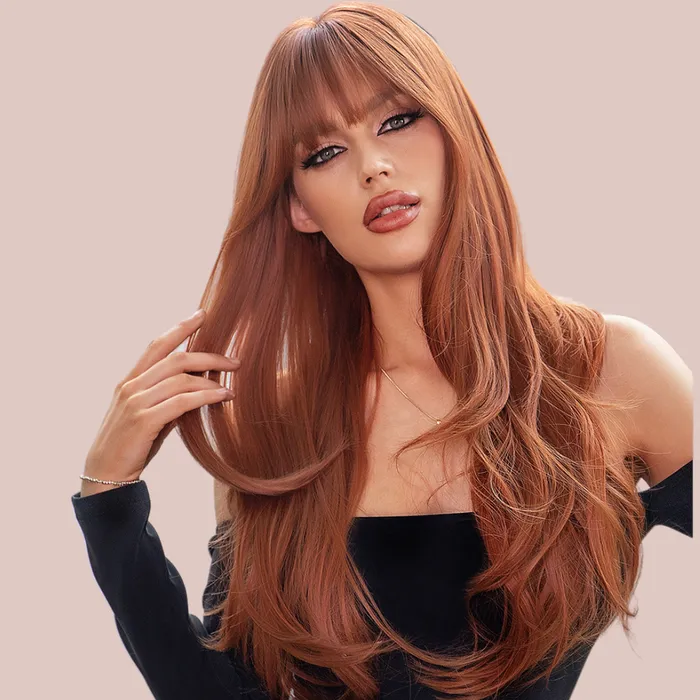 House of Chastity Female Sex Toys HOC0151 Auburn Long Haired Wig With Fringe