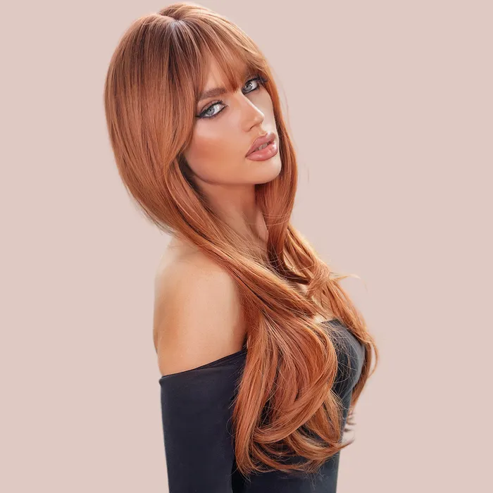 House of Chastity Female Sex Toys HOC0151 Auburn Long Haired Wig With Fringe