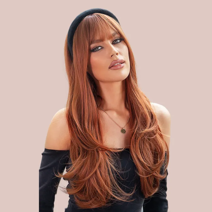 House of Chastity Female Sex Toys HOC0151 Auburn Long Haired Wig With Fringe