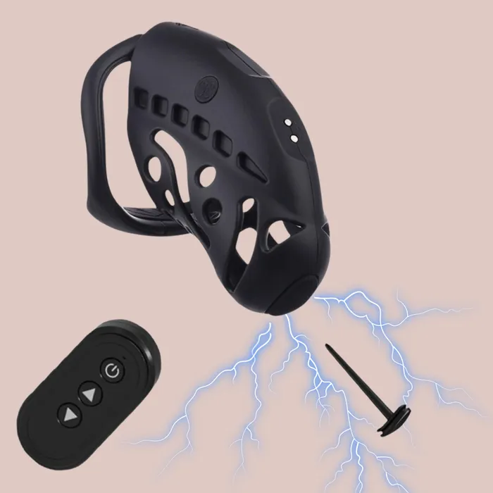 House of Chastity Male Sex Toys LOCKINK SEVANDA NAUTILUS ESTIM ELECTRIC SHOCK REMOTE CONTROL CHASTITY CAGE KIT