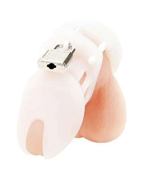 Male Sex Toys Blueline Blue Line Silicone Chastity Cock Cage White