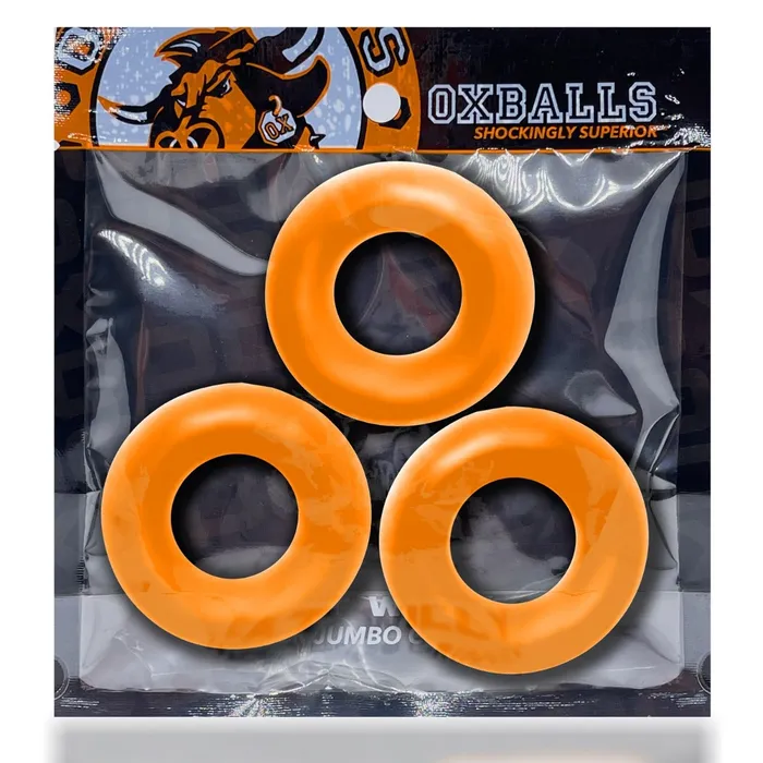 Male Sex Toys Oxballs Oxballs Fat Willy Rings 3 Pack Cock Ring Orange