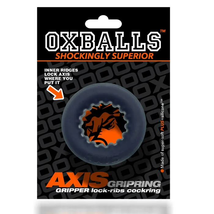 Oxballs Male Sex Toys Oxballs Axis Rib Griphold Cock Ring Black Ice