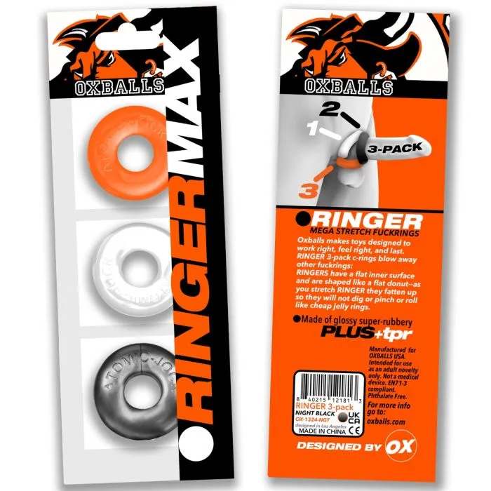 Oxballs Ringer Max 3 Pack Cock Ring Hazzard Oxballs Male Sex Toys