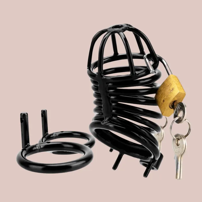 The Black Coil Chastity Cage House of Chastity Male Sex Toys
