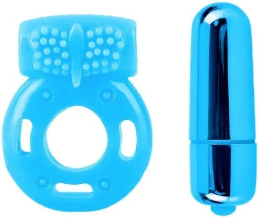 Vibrators Pipedream Neon Vibrating Couples Kit Blue Vibrators Pipedream Neon Vibrating Couples Kit Blue