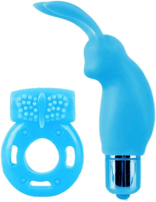 Vibrators Pipedream Neon Vibrating Couples Kit Blue Vibrators Pipedream Neon Vibrating Couples Kit Blue