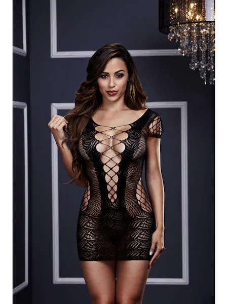 Windsor Wholesale Anal BACI 3126 Corset Front Lace Mini Dress OS Black