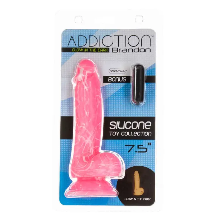 Addiction Dildos Addiction Brandon 75 GlowintheDark Dildo With Balls Pink