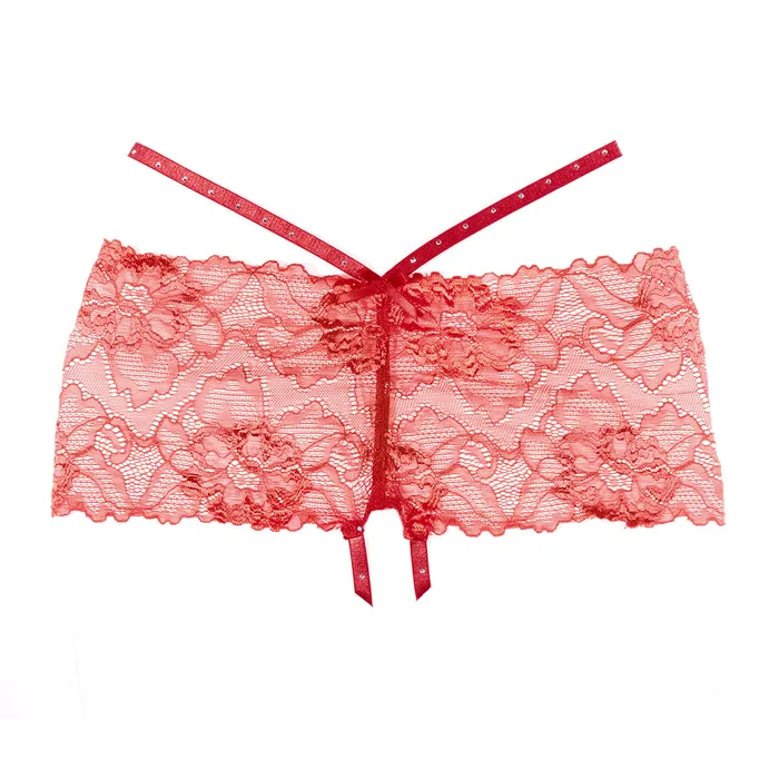 Allure Allure Kelly Lace Crotchless Shorts Red Vibrators