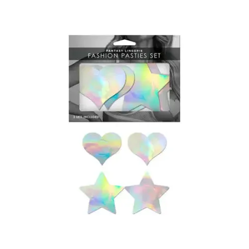 Anal Fantasy Lingerie Fantasy Lingerie Holographic 2Pair Pasties Set Heart Star Shapes OS Anal Fantasy Lingerie Fantasy Lingerie Holographic 2Pair Pasties Set Heart Star Shapes OS