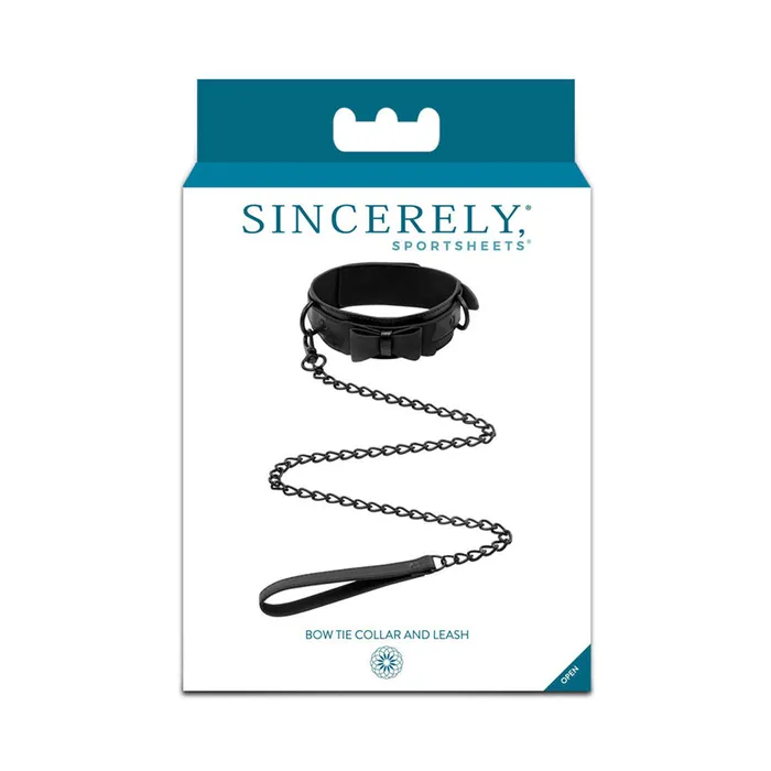 Anal Sportsheets Sincerely Bow Tie Collar And Leash Black Sportsheets