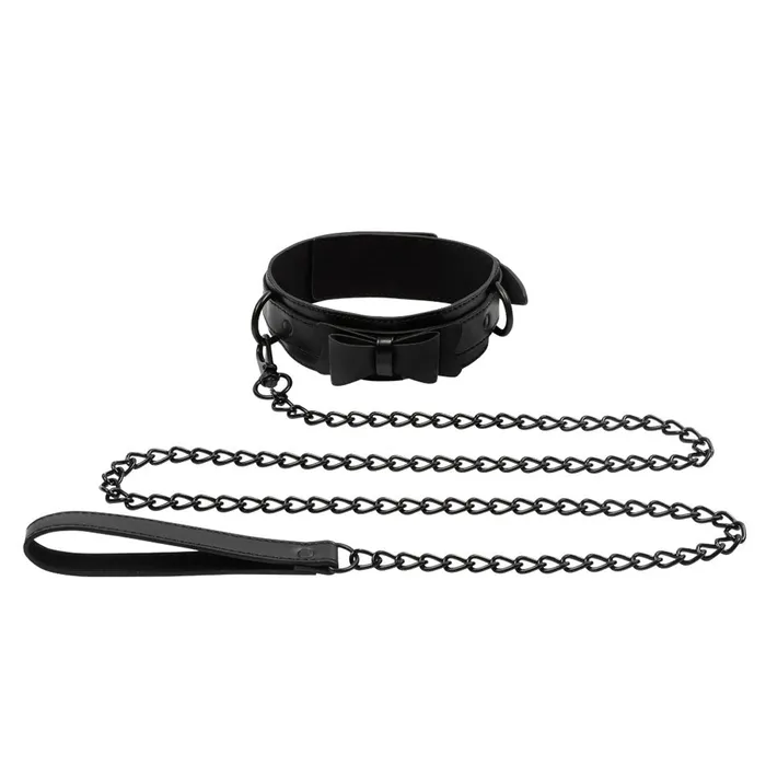 Anal Sportsheets Sincerely Bow Tie Collar And Leash Black Sportsheets