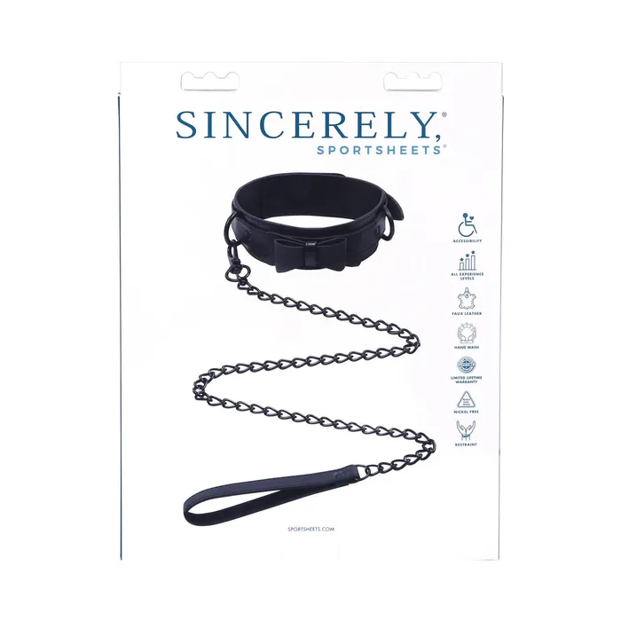Anal Sportsheets Sincerely Bow Tie Collar And Leash Black Sportsheets