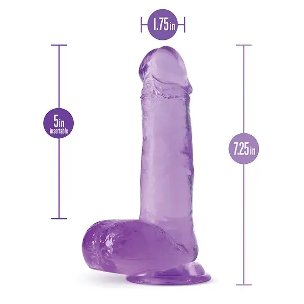 Blush B Yours Plus Rock n Roll 7 in Dildo with Balls Suction Cup Clear Blush Dildos