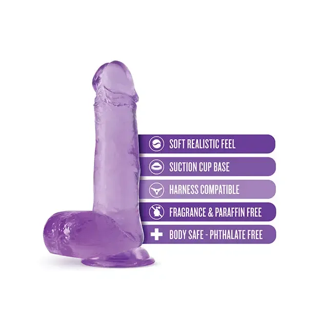 Blush B Yours Plus Rock n Roll 7 in Dildo with Balls Suction Cup Clear Blush Dildos
