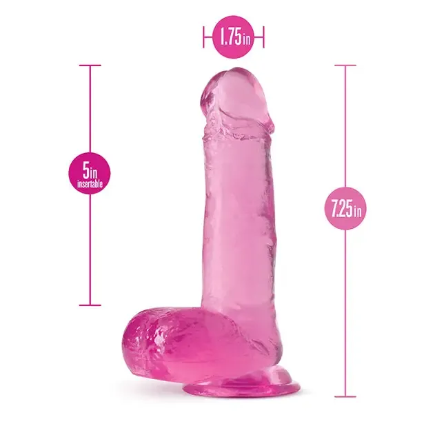 Blush B Yours Plus Rock n Roll 7 in Dildo with Balls Suction Cup Clear Blush Dildos