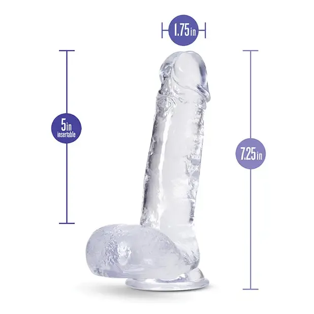 Blush B Yours Plus Rock n Roll 7 in Dildo with Balls Suction Cup Clear Blush Dildos
