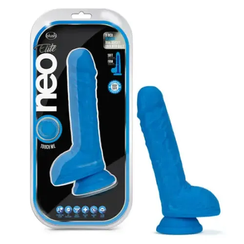 Blush Dildos Blush Neo Elite 9 in Silicone Dual Density Dildo with Balls Suction Cup Neon Blue Blush Dildos Blush Neo Elite 9 in Silicone Dual Density Dildo with Balls Suction Cup Neon Blue