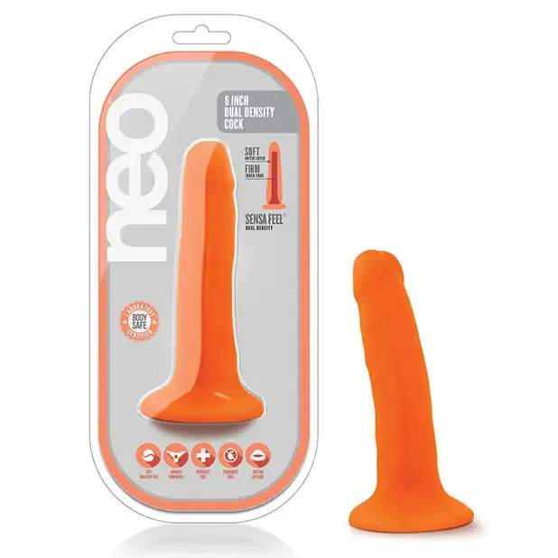 Blush Neo 6 in Dual Density Dildo with Balls Suction Cup Neon Green Blush Dildos