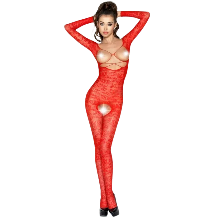 Bodystockings Playsuits Passion PASSION WOMAN BS031 RED BODYSTOCKING ONE SIZE