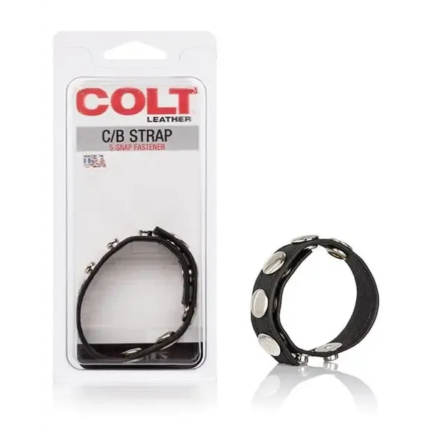 CalExotics Anal Colt Leather Cb Strap 5 Snap Fastener Black