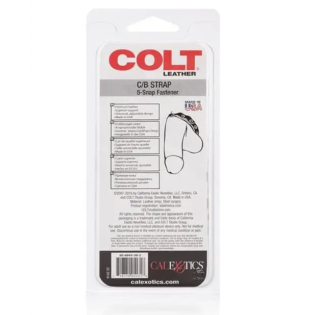 CalExotics Anal Colt Leather Cb Strap 5 Snap Fastener Black