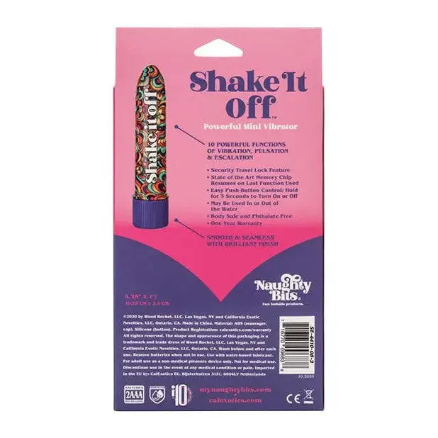 CalExotics Female Sex Toys Naughty Bits Shake It Off Powerful Mini Vibrator Multi Color